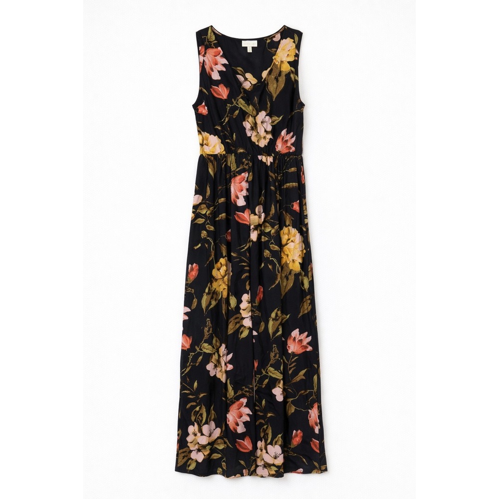 French Grey Dress Size XL Esther Brushed Knit Floral Maxi Sleeveless NWT Stretch
